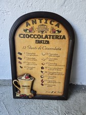 Grande Insegna in legno "Antica Cioccolateria Eraclea" Caffè 
