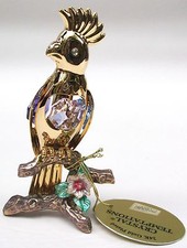 4172 Oro Pappagallo Su Ramo Pietre Swarovski Cristallo 24 Carati 9,5 CM