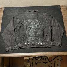 Giacca vintage Harley Davidson biker blues anniversario anni 90 pelle denim USA