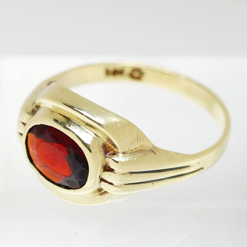 Anello antico granato oro - , 14