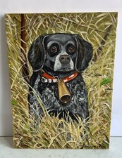 Dipinto Ad Olio Su Tela - Scena Di Caccia Con cane Epagneul Breton 33