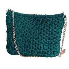 borsa uncinetto fettuccia verde handmade borsetta con catena regalo signora