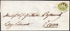 1863 - Lettera da Verona per città resa franca con 3 soldi verde - n.37  A.Diena