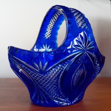 Cestino in vetro cristallo blu