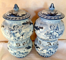 Vasi da Farmacia Antichi in Maiolica-I.M.A. Albisola-Pittrice Iva Costa-Set di 2
