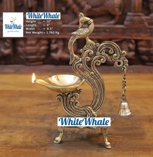 Diya ottone design pavone - ottone,
