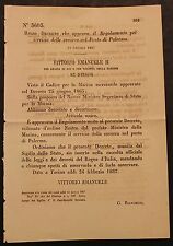 REGIO DECRETO -Approvato regolamento Servizio zavorre nel porto di Palermo - 290