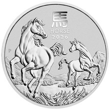 2026 Australia Serie Lunare III Anno del Cavallo 5 oz Moneta Argento FDC