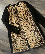 BiBA Leopardato Pelliccia Finta Pannello E Misto Lana Cappotto Taglia 12