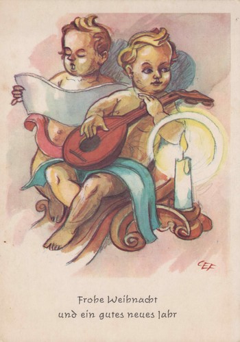 Vecchia cartolina natale - vecchia, di