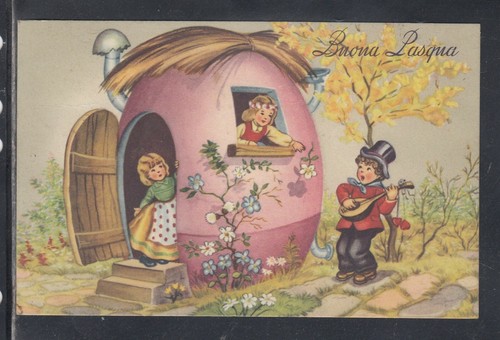 Cartolina buona pasqua casa - pasqua,
