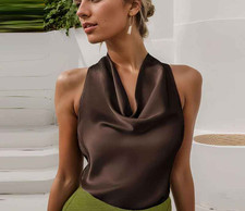 💛 Top Halter Satin Donna