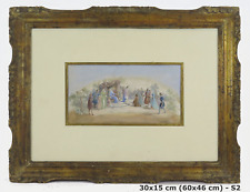 ANTICO DIPINTO INIZIO SECOLO SCENA CON PERSONAGGI IN ABITO MEDIEVALE QUADRO S2