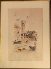 MANFREDI SERGIO DISEGNO SU CARTA 24,5X36,5 "P.ZA NETTUNO PART. BOLOGNA"