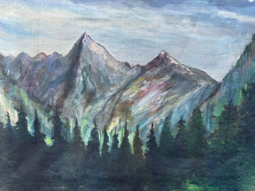 Quadro olio montagna paesaggio - quadro,