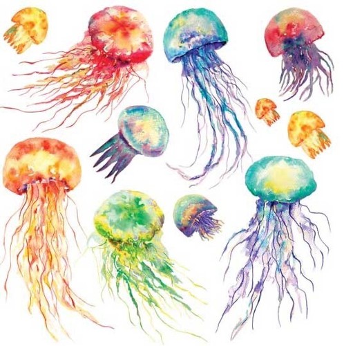 Adesivi viola meduse colorate