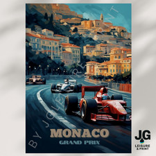 Poster arte da parete Monaco classico di ispirazione retrò - Formula Uno F1 A4 - A3 A2 A1