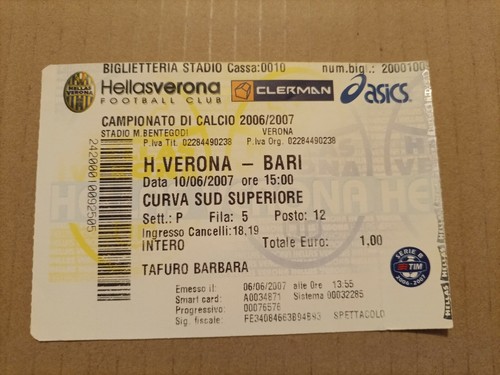 Biglietto calcio hellas verona - biglietto,