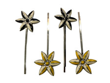 2 FERMAGLI FORCINE CAPELLI FIORE IN SMALTO PINZE MOLLETTE VINTAGE anni 70-80 CM7