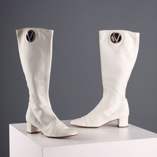 Valentino Stivali Vintage Pelle Bianca N. 38 Italia Anni 60 Originali