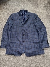 Giacca blazer uomo Brooks Brothers, taglia 44, blu, check, lana, foderata, (xxx)