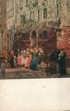 Il teatro dei burattini pittore B. Ciardi Arte Venezia Cartolina