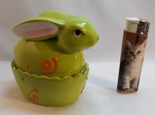 CONIGLIO CONIGLIETTO SCATOLINA statuetta CERAMICA VINTAGE figurine RABBIT