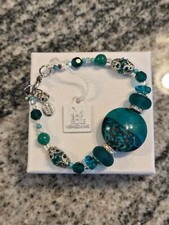 NUOVO Autentico Bracciale ISOLE VENEZIANE Vetro di Murano Teal Scuro Tono Argento