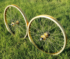 BELLO! Set ruote BMX Old School Araya 7X mozzi Shimano anodizzati oro fine anni 70 OG