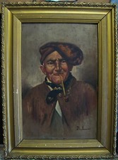 Antico dipinto di Enrico De Luise olio su tavoletta