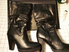 STIVALI PELLE NERA DONNA TAGLIA 39(VESTE 38) TACCO ORIGINALI FLY DOR