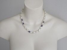 Collana In Vetro Bianco Blu Murano Stile Vintage Gioielli Boho 53,9 g/51 cm