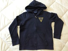 felpa bimbo 8 anni cotone blu con cappuccio e zip Guess Jeans