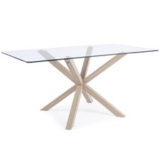 TAVOLO RETTANGOLARE MAY 160X90 PRANZO DESIGN SOGGIORNO VETRO E ACCIAIO LEGNO