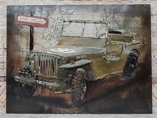 Metallo muro art jeep - 3d,