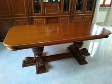 Grande Tavolo antico noce legno massello m. 2 rettangolare marrone sala pranzo