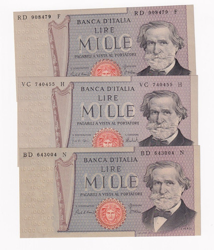 Italy 1000 lire 1969 notes - lire,