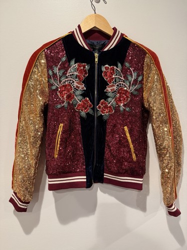 Bomber rosa paillettes velluto