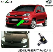 COPPIA LUCI DIURNE DRL 21 LED P21W BAY15D CANBUS PER FIAT PANDA 3 6000K NO ERROR