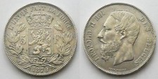 BELGIO - 5 franchi 1870 Leopoldo II argento