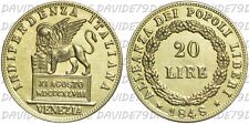 ITALIA - GOVERNO PROVVISORIO DI VENEZIA - 20 LIRE MARENGO  1848 NO ORO - COPIA