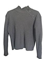 Maglione Grigio Uomo BLUE MONT, misto lana pesante con bottoni, USATO , TG. XL
