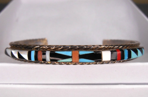 Bracciale zuni intarsiato - bracciale,