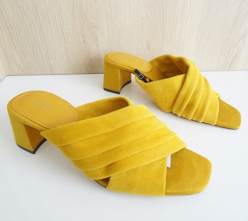 Sandali mule zara senape pelle - mule,