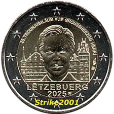 NEW !! 2 EURO COMMEMORATIVO LUSSEMBURGO 2025 FDC Granduca Henri NEW !!!