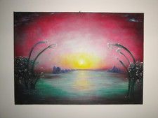 quadro moderno tramonto fucsia
