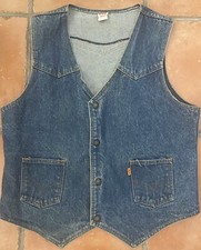 Gilet Vintage Levi's Orange Tab Western Snap Blu Denim Lavaggio Medio, USA, L