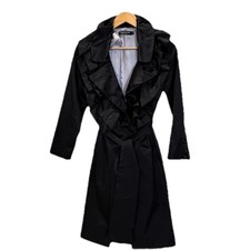 Dolce & Gabbana Trench Cappotto Donna 2 Nero Ruffle Glam Passerella Lusso Eleganza