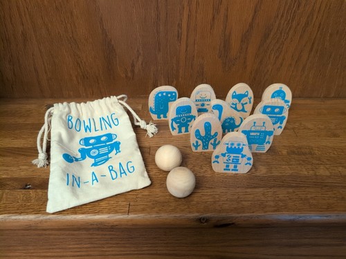 Mini bowling legno borsa - in,