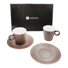 NUOVO Set Tazzine Da Caffè COMPLETO in Ceramica Marrone HENRIETTE
